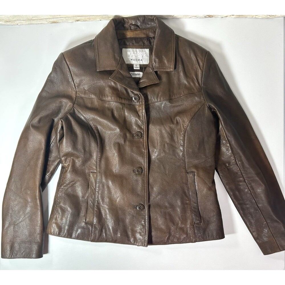 Vintage Large Brown Wilsons Leather Maxima Women’s Button Up Jacket, India